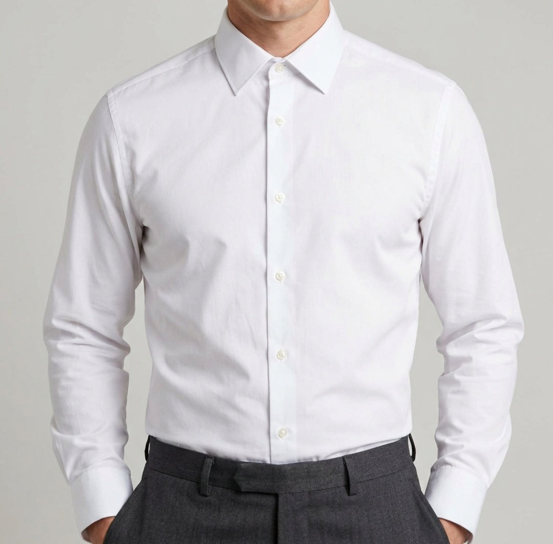 Men white long sleeve formal regular fit shirt 17.5"