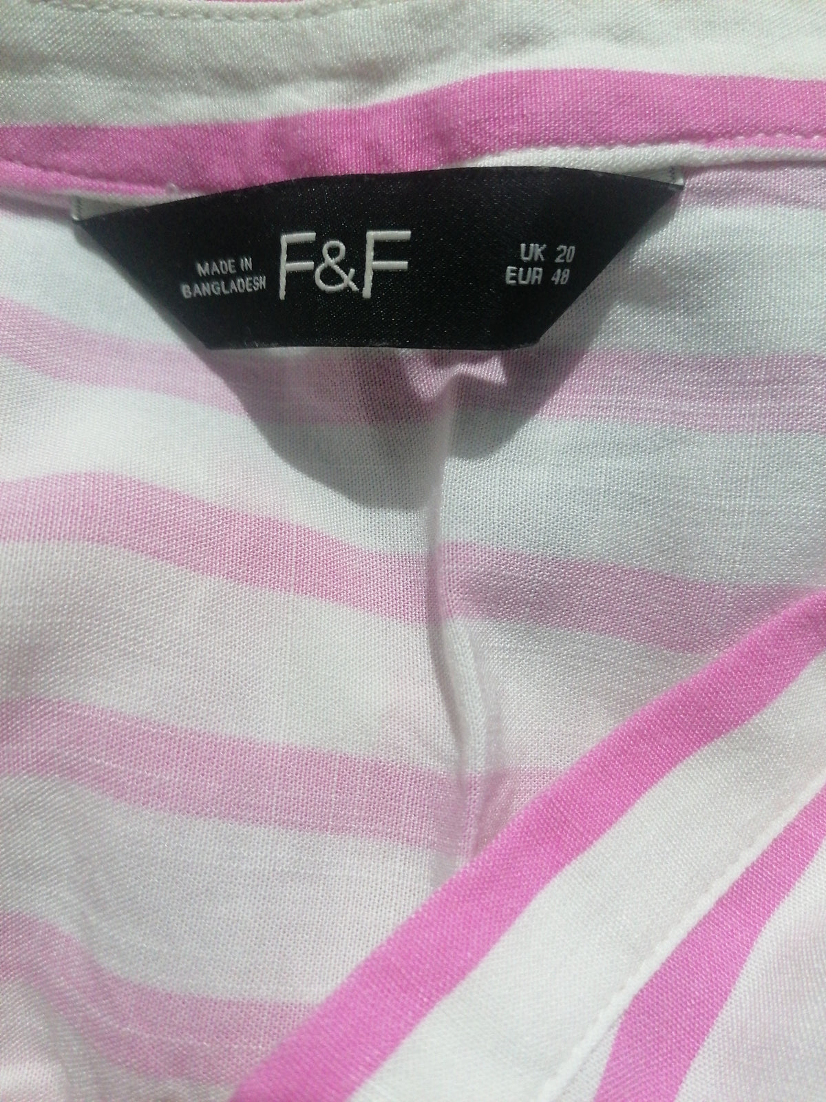 Ladies pink & white stripe sleeveless blouse UK 20