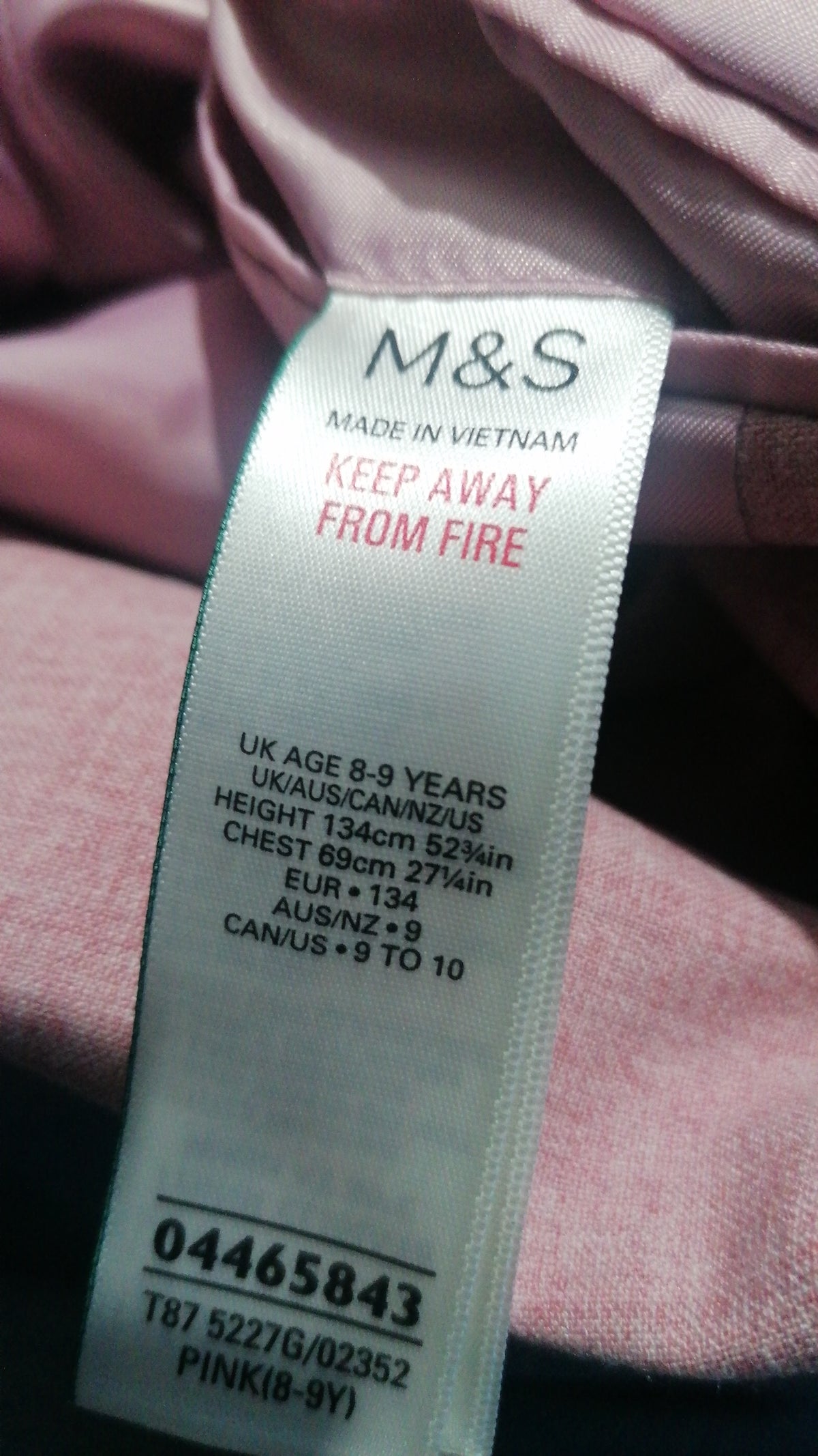 Boys M&S pink 2 piece suit 8-9 years