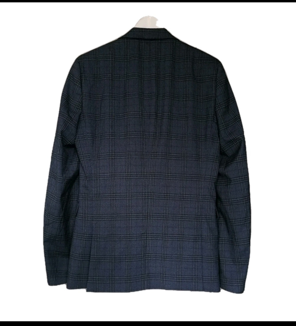 Men navy blue check 2 piece suit 38L/32R