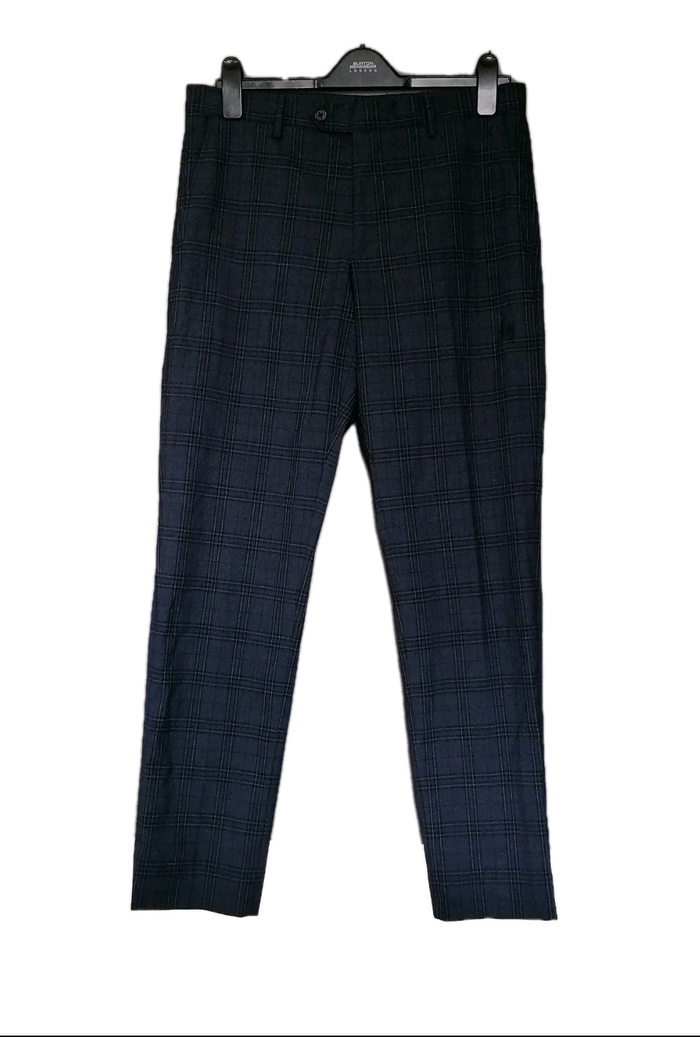 Men navy blue check 2 piece suit 38L/32R