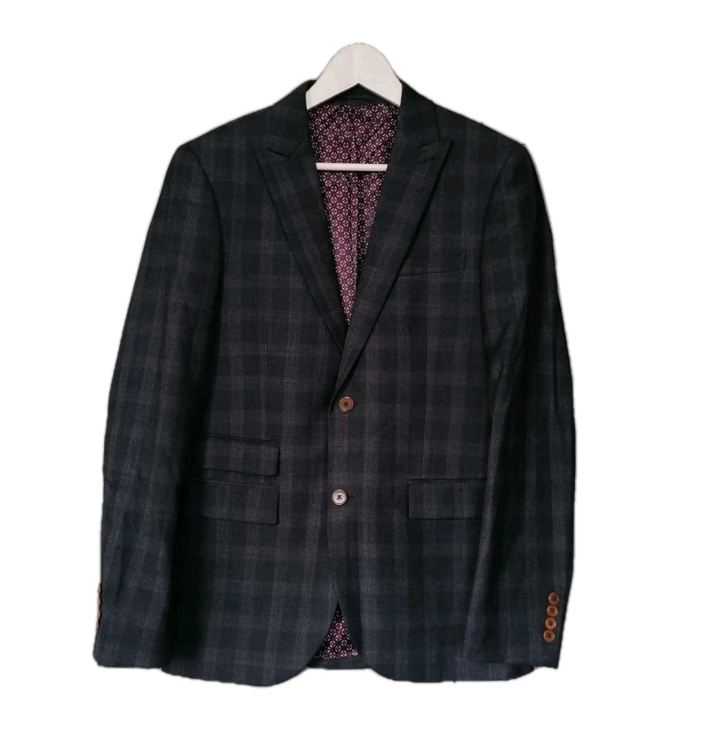 Men grey check blazer 38R