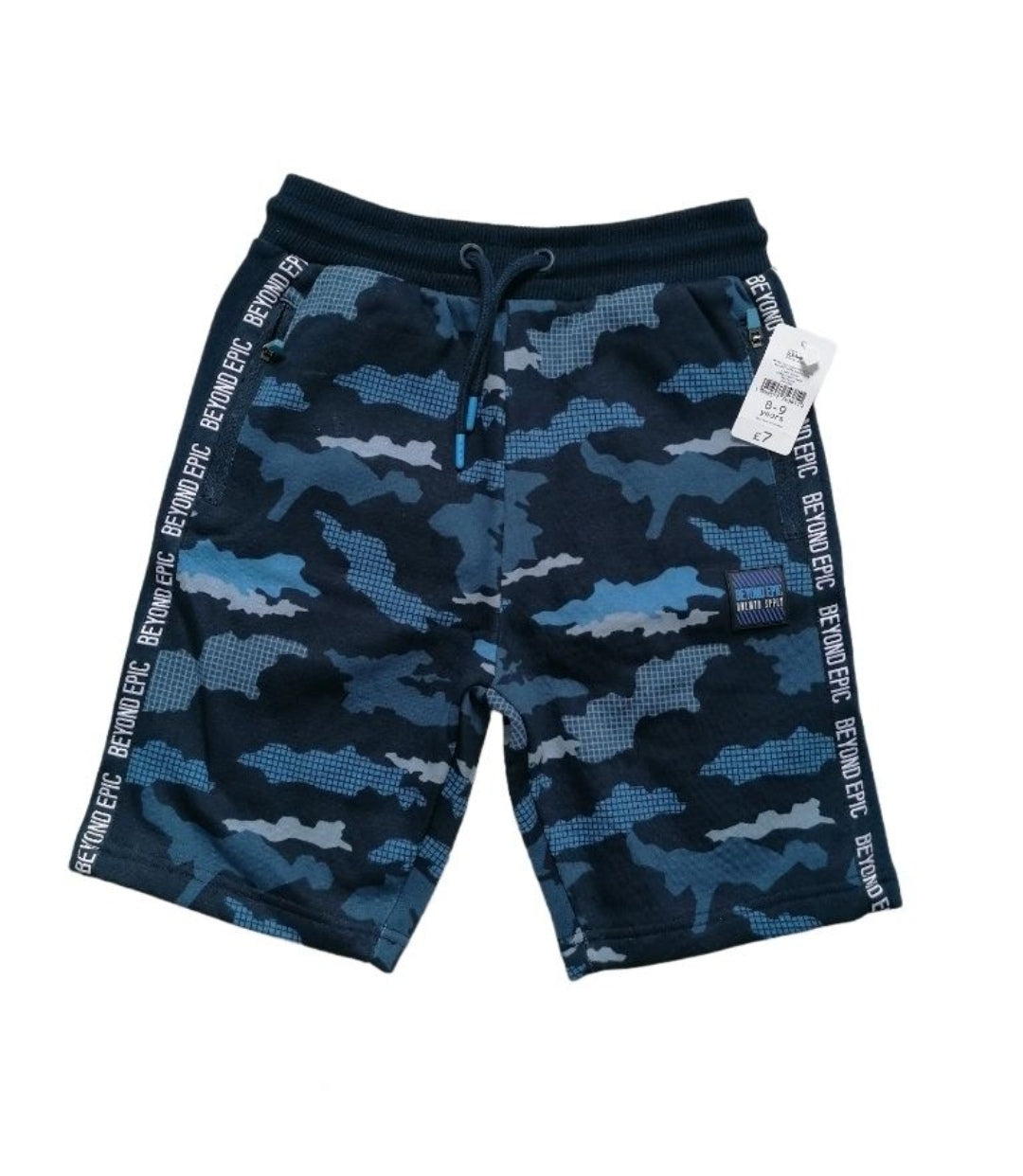 Boys navy camp shorts 8-9 years
