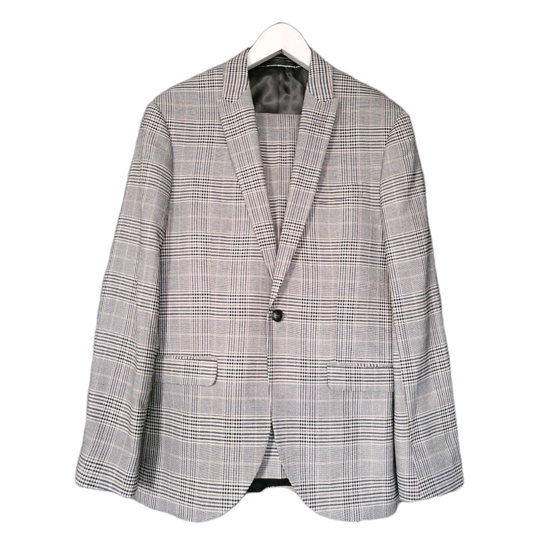 Men beige check 2 piece suit 38R/32R