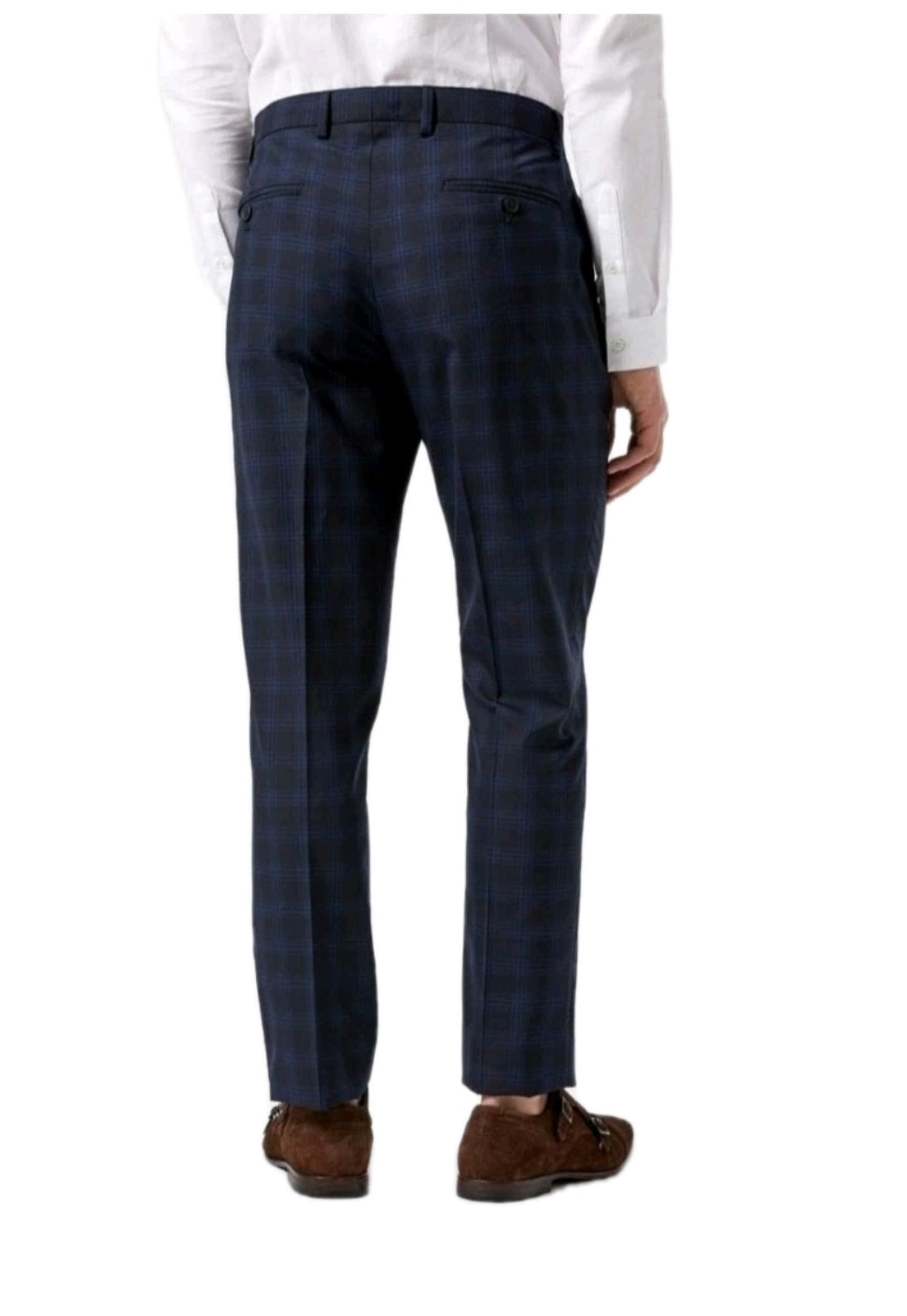 Men Burton navy slim fit check trouser 30R