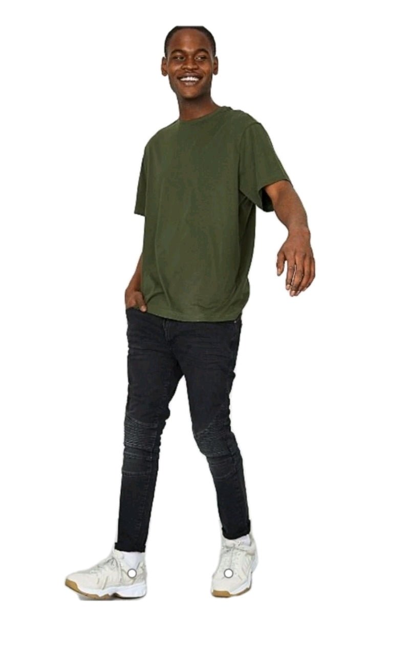 Men skinny fit stretch charcoal jeans 34S