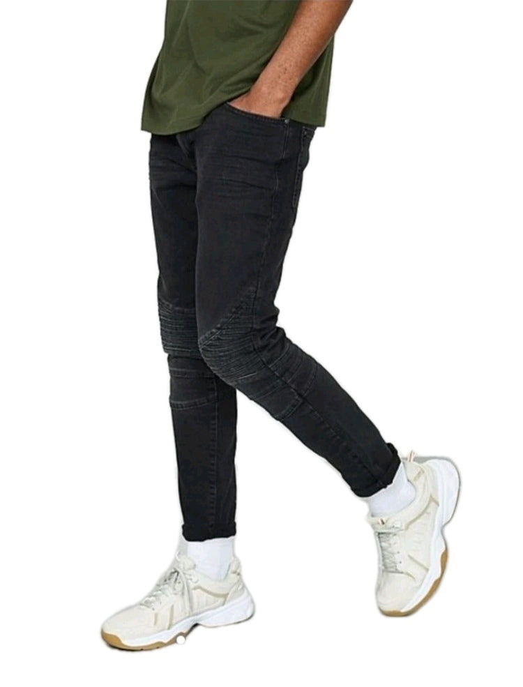 Men skinny fit stretch charcoal jeans 34S