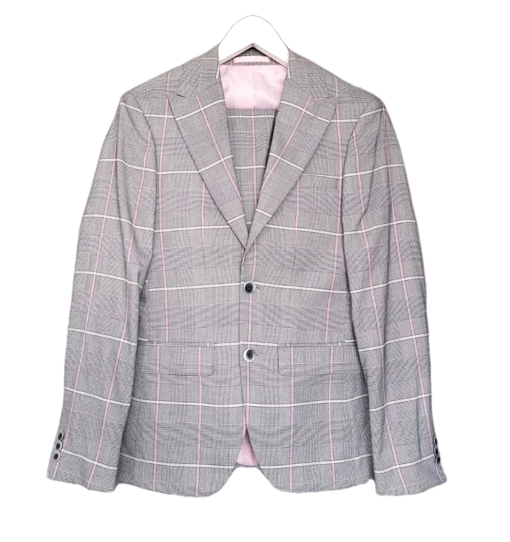 Men check 2 piece suit 34R/30S