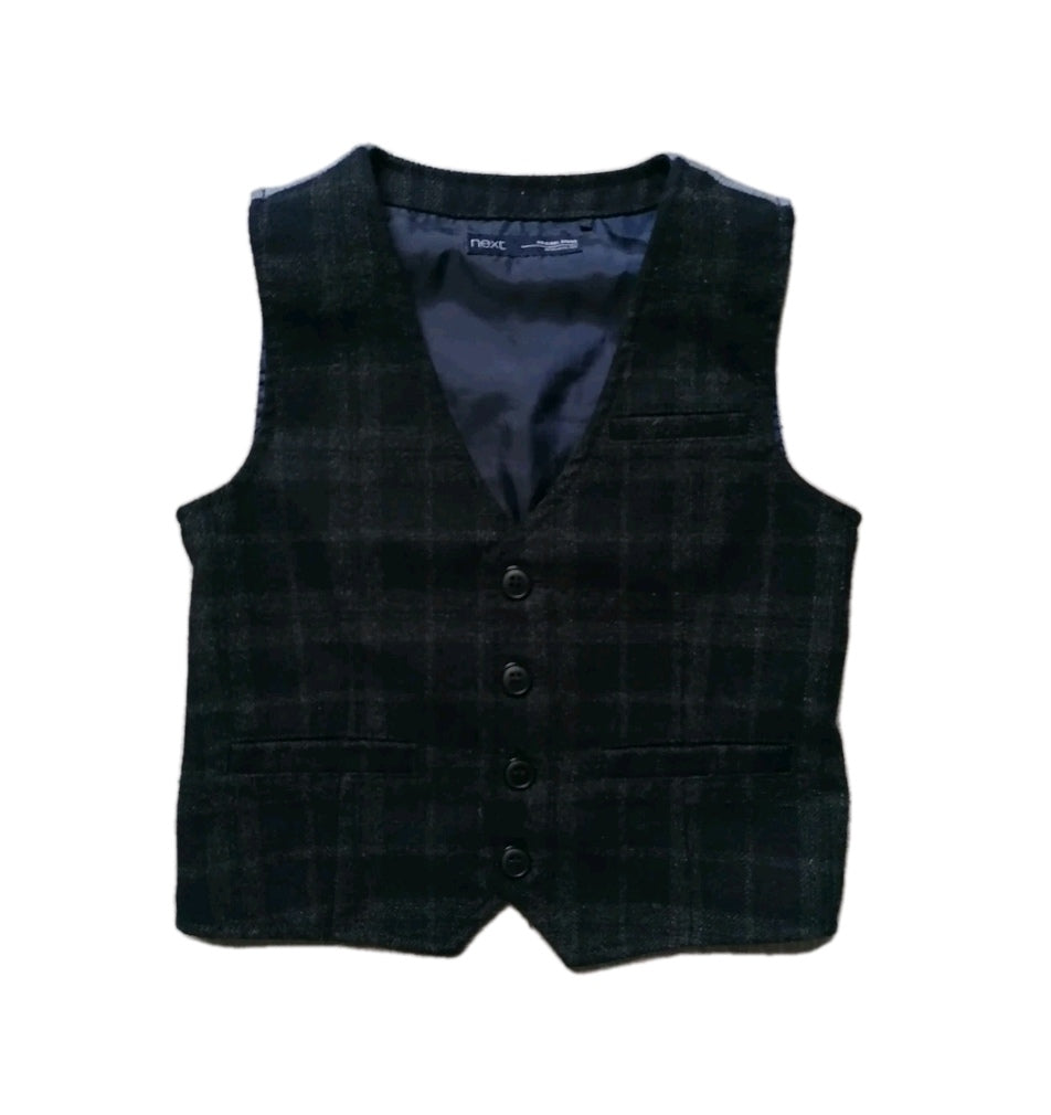 Boys grey check waistcoat 3-4y