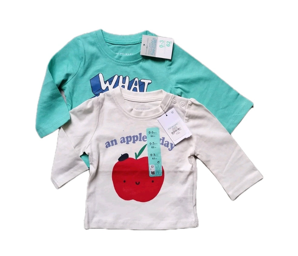2 x baby boy t-shirt 0-3m