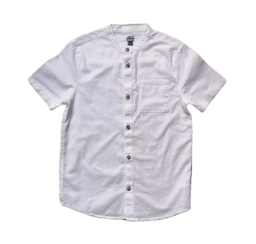 Boys F&F white grandpa style short sleeve shirt 10-11 years