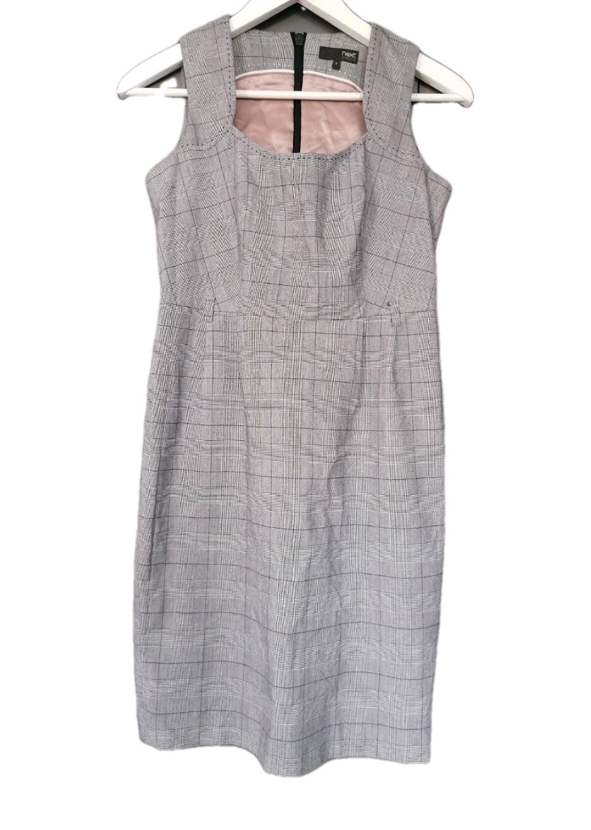 Ladies Next grey petite check formal dress UK 6