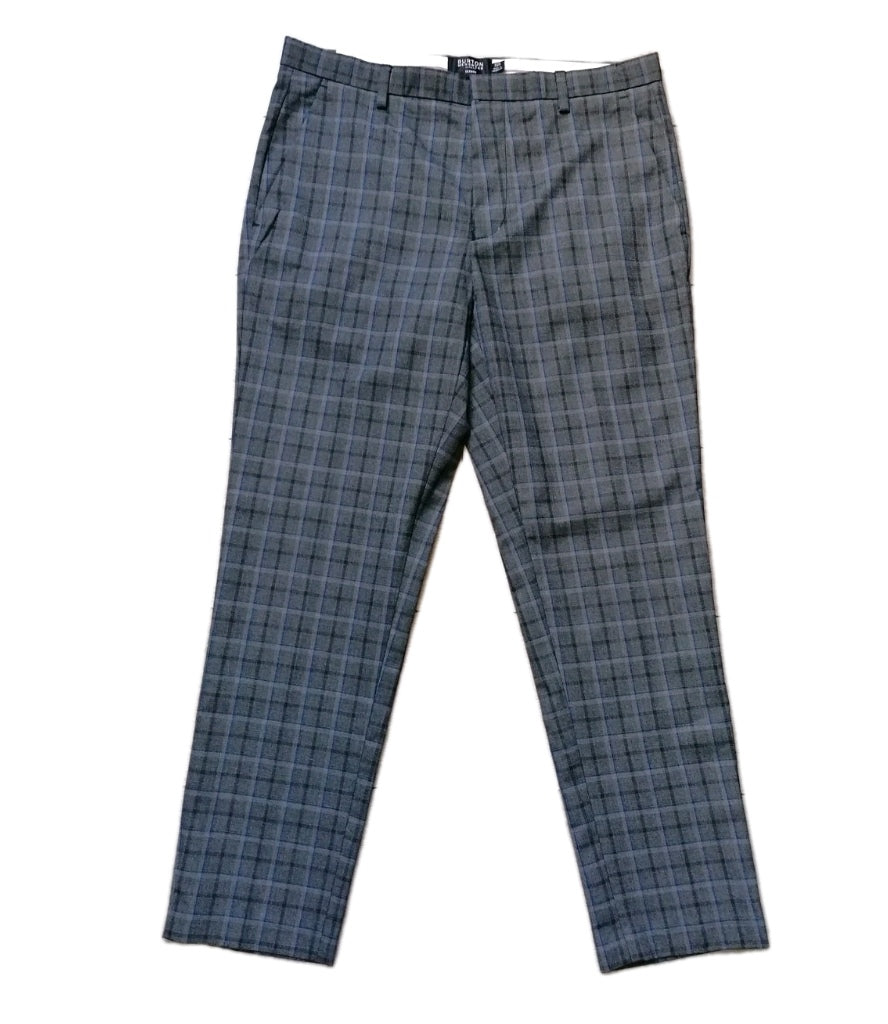 Men Burton grey check crop skinny formal trouser W32 L28