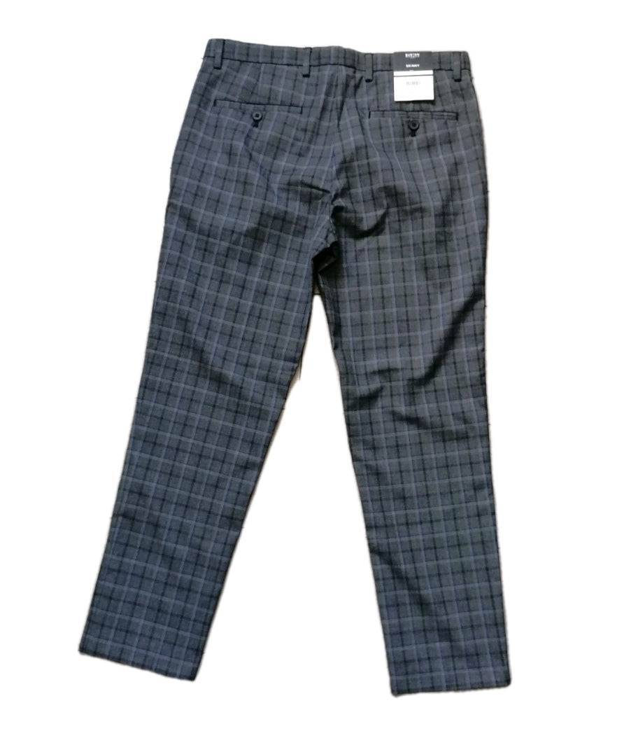 Men Burton grey check crop skinny formal trouser W32 L28