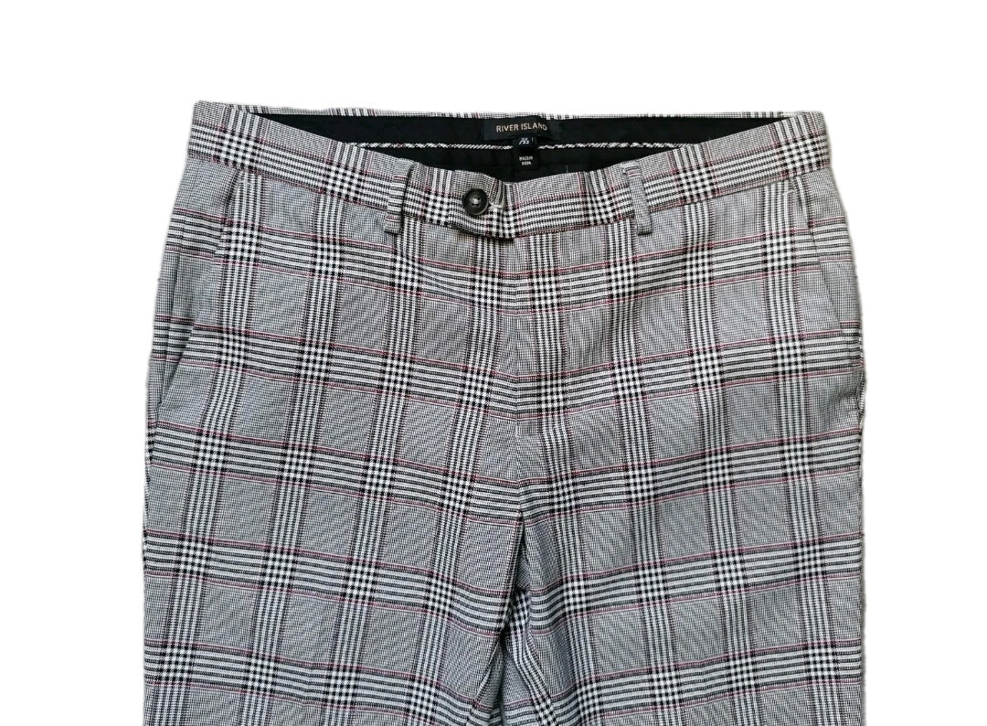 Men River Island grey check crop formal trouser W32 L29