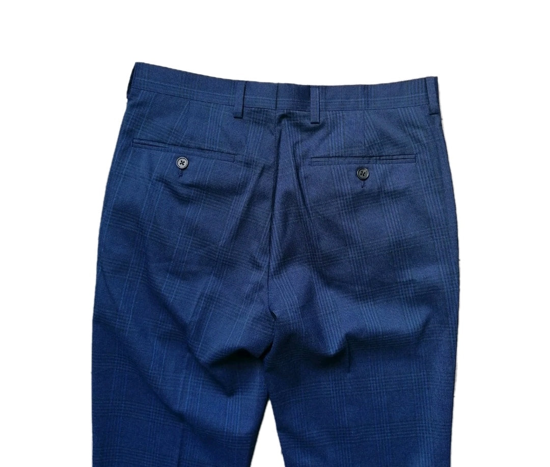 Men Burton navy check crop formal trouser W30 L29