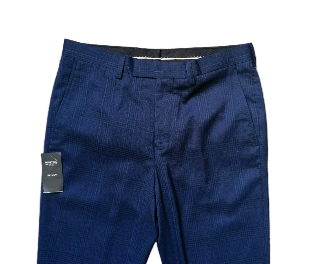 Men Burton navy check crop formal trouser W30 L29