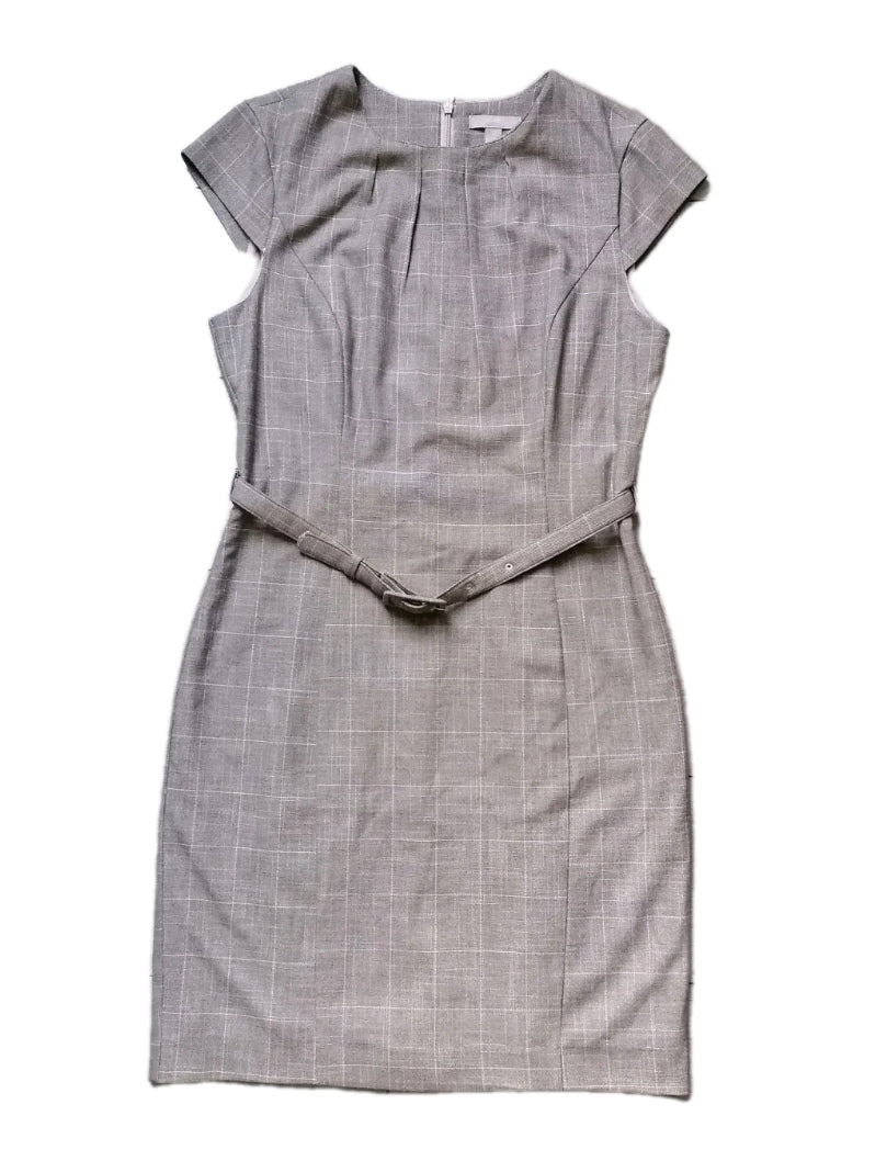 Ladies H&M beige check formal dress UK 12