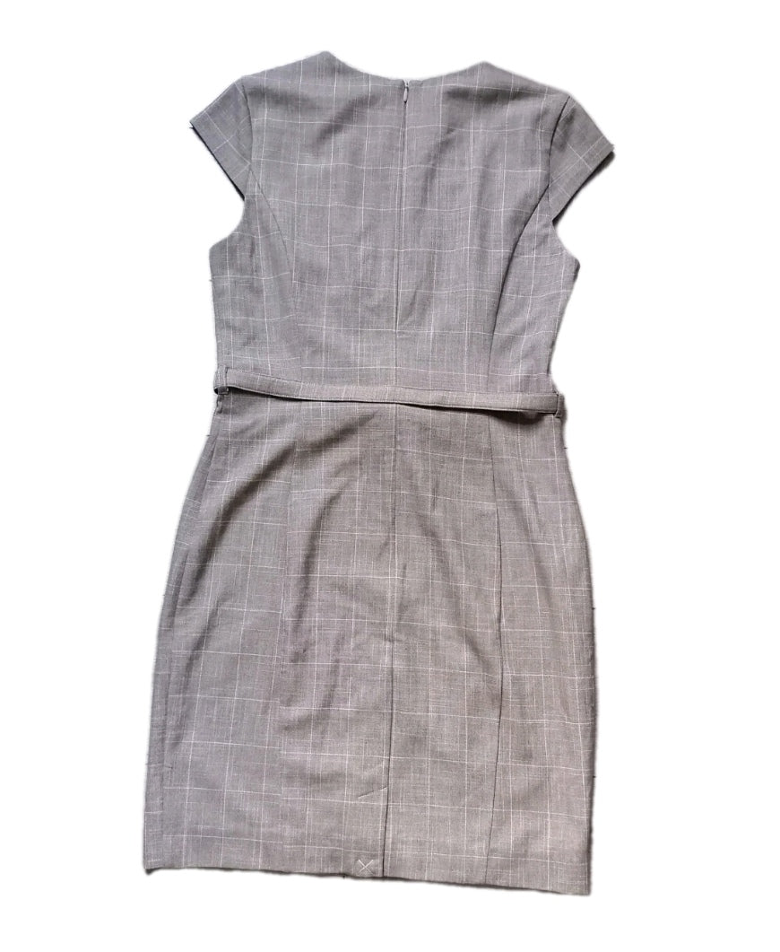 Ladies H&M beige check formal dress UK 12