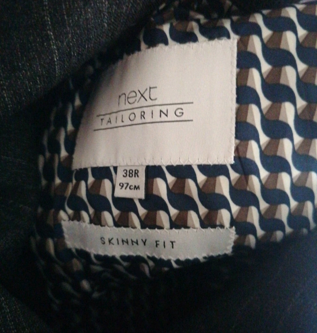 Men Next grey pinstrpe cropped fit 2 piece suit 38R/34R