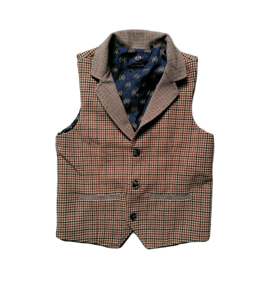 Boys Next brown check 2 piece suit 6-7 years