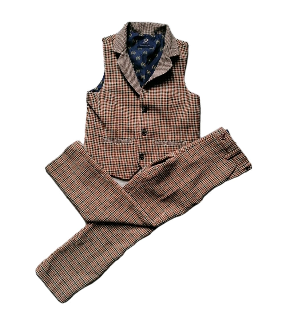 Boys Next brown check 2 piece suit 6-7 years