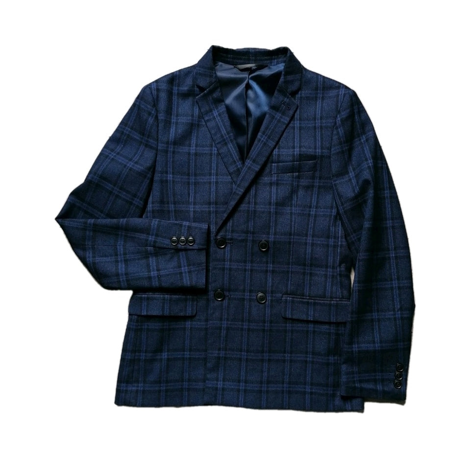 Boys Next blue check double breasted blazer 13-14 years