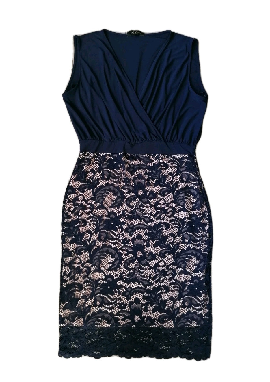 Ladies lipsy navy blue fitted dress UK 16