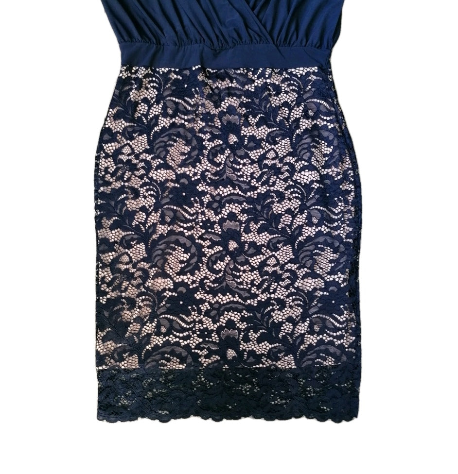 Ladies lipsy navy blue fitted dress UK 16