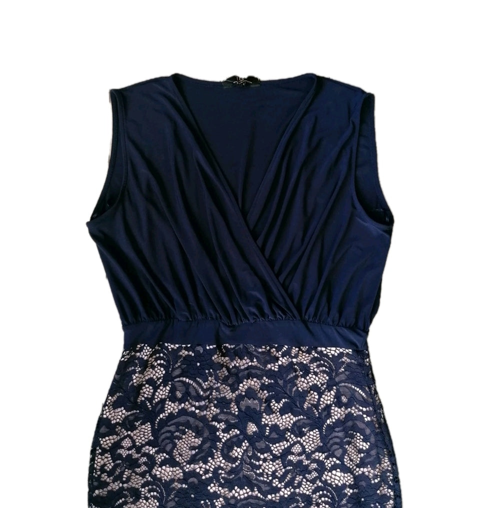 Ladies lipsy navy blue fitted dress UK 16