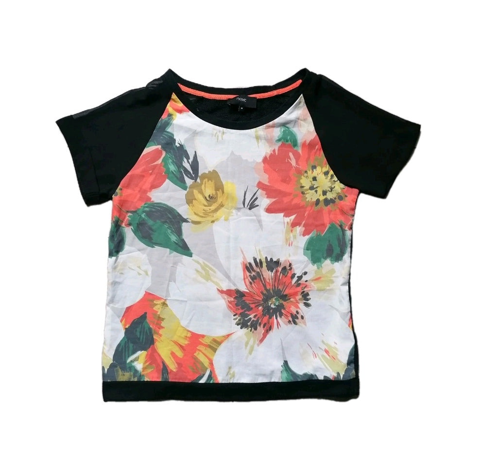 Ladies Next multi color short sleeve blouse top UK 10