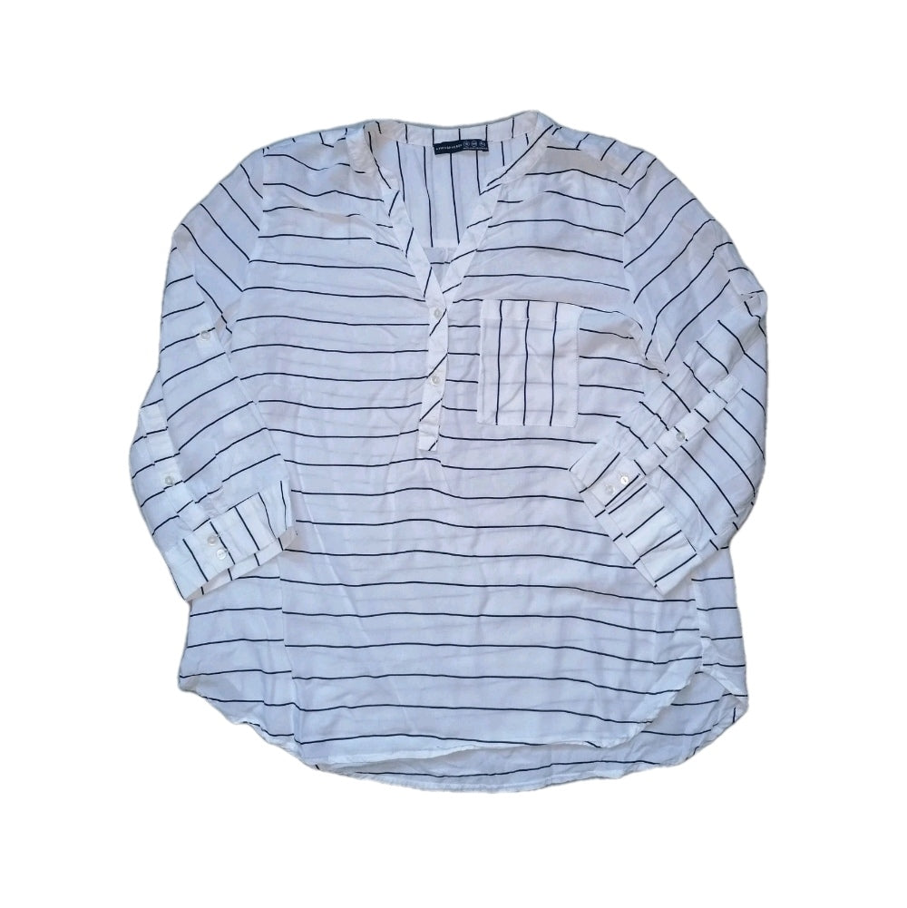 Ladies black white stripped blouse top UK 16