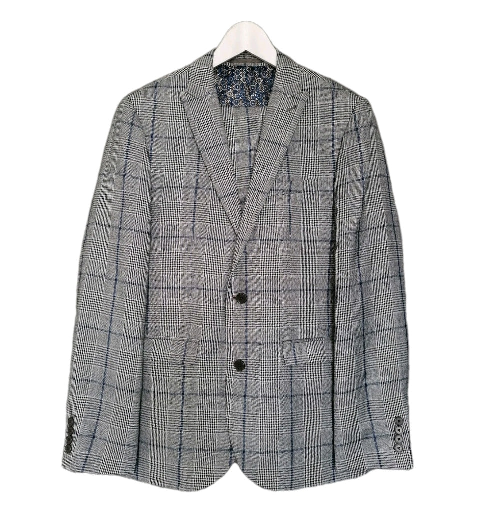 Men Next grey Check 2 piece slim fit suit 40R/36S