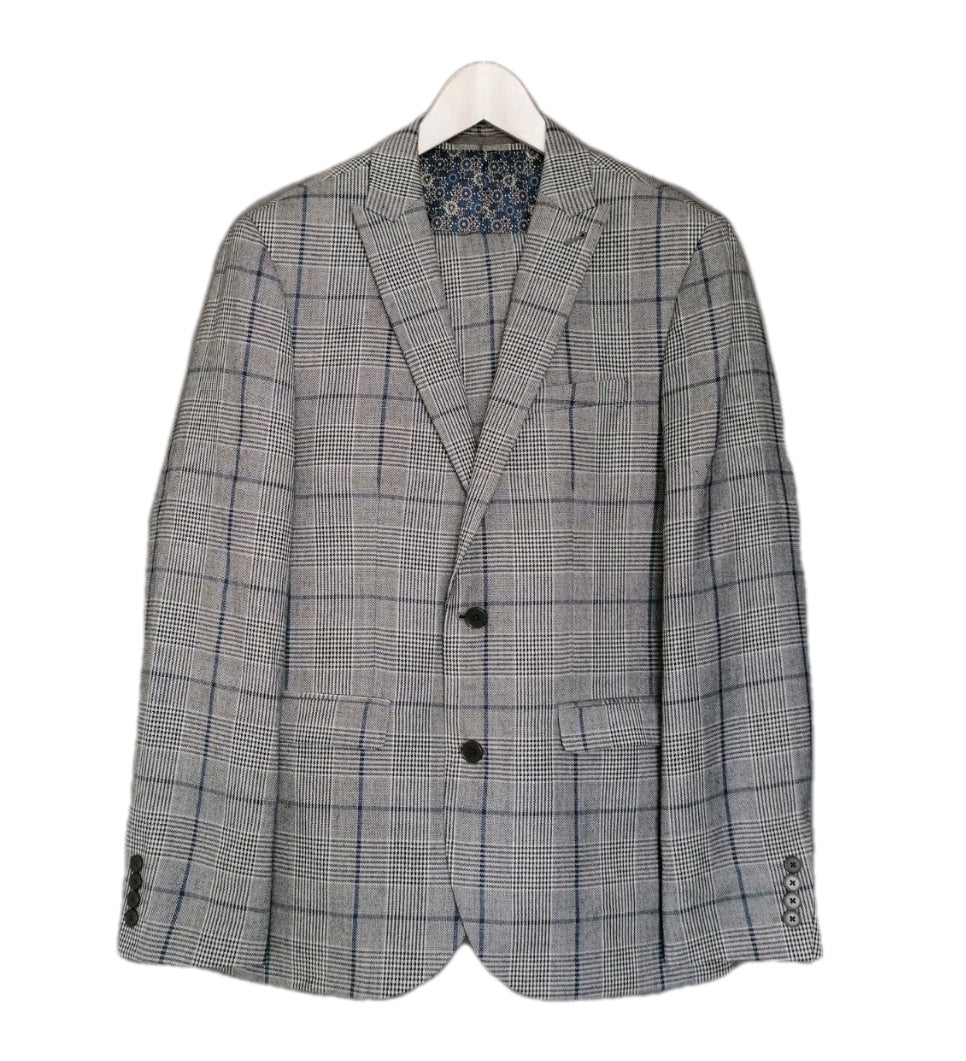 Men Next grey Check 2 piece slim fit suit 40R/36S