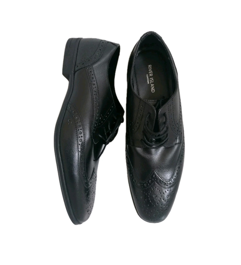 Men River Island black brogues laceup formal shoe UK 9