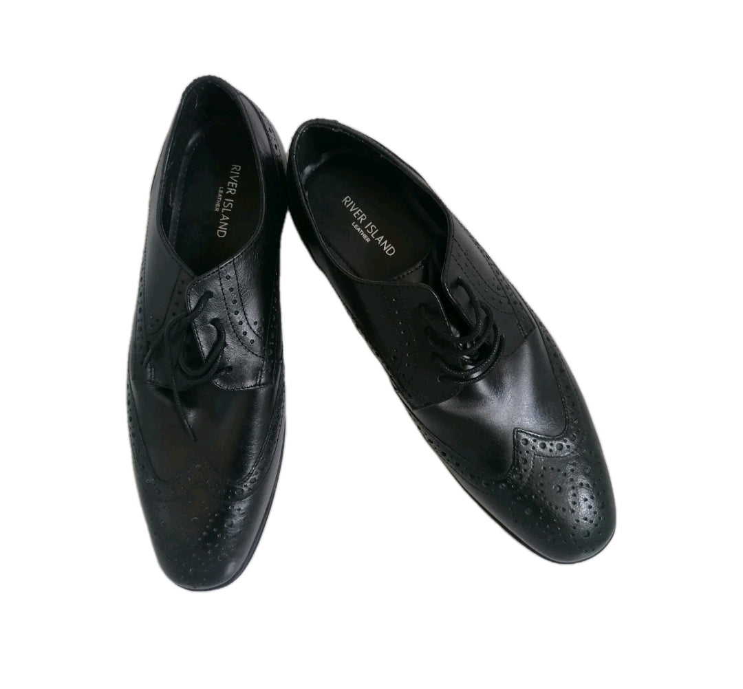 Men River Island black brogues laceup formal shoe UK 9