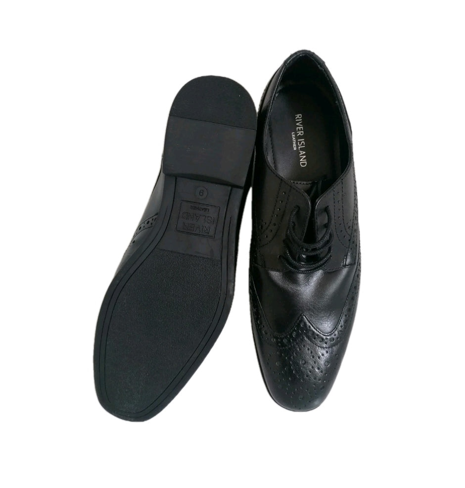 Men River Island black brogues laceup formal shoe UK 9