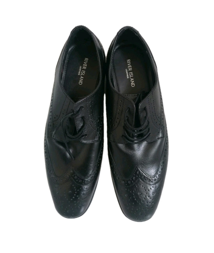 Men River Island black brogues laceup formal shoe UK 9