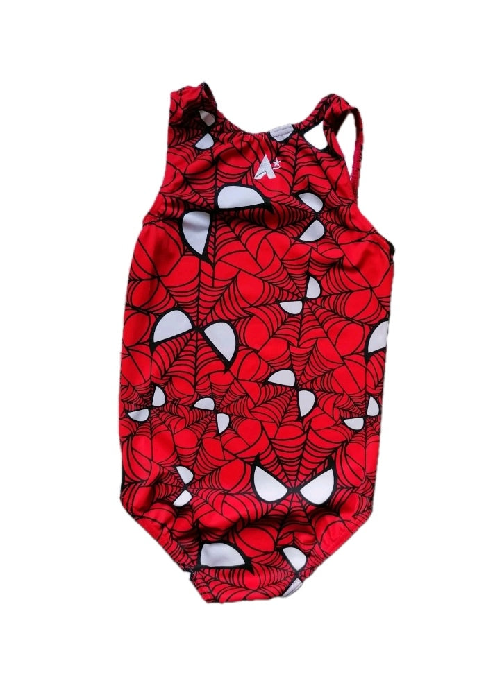 Girls red mix spider swimwear suit 8-9y