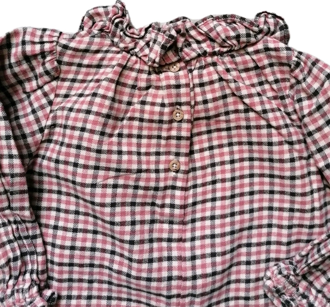 Girls Next beige mix check dress 2-3 years