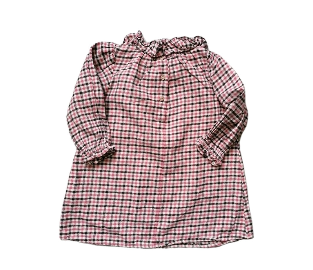 Girls Next beige mix check dress 2-3 years