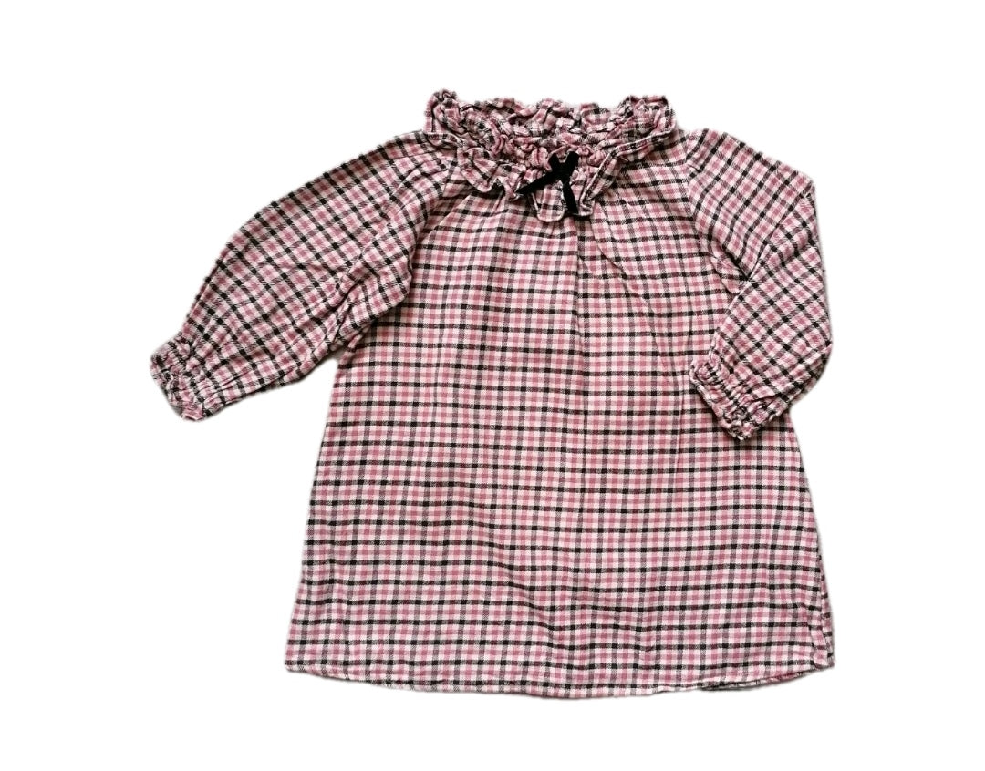 Girls Next beige mix check dress 2-3 years