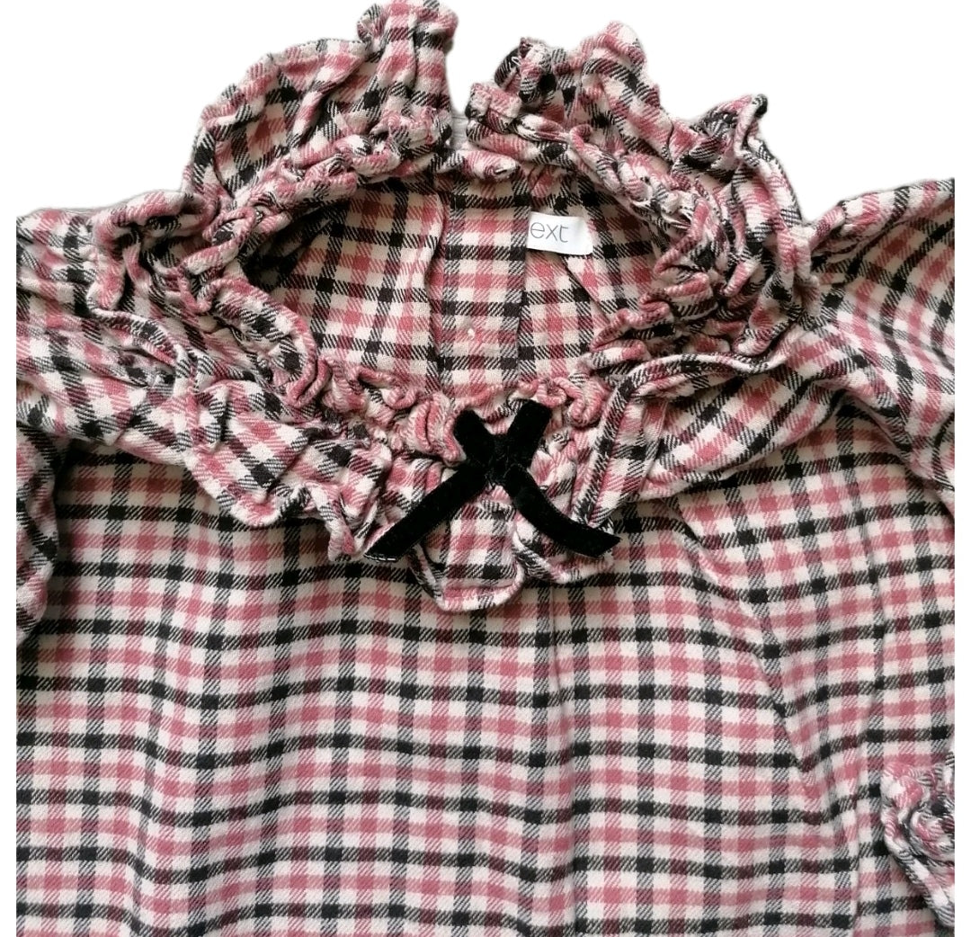 Girls Next beige mix check dress 2-3 years