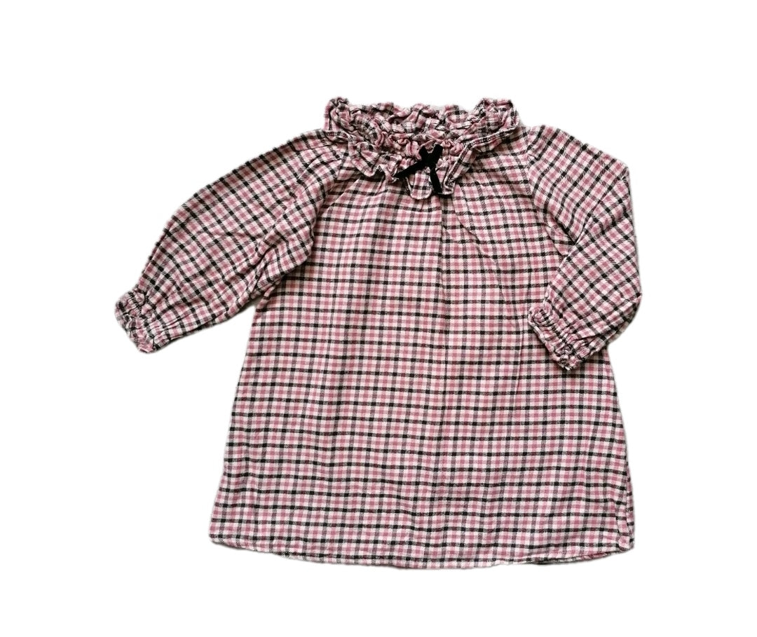 Girls Next beige mix check dress 2-3 years