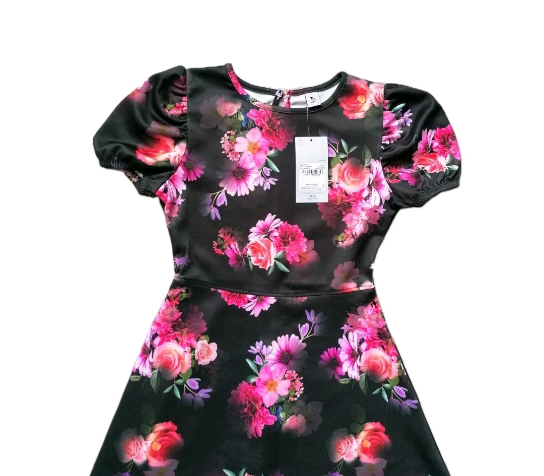 Girls black mix summer dress 10 years