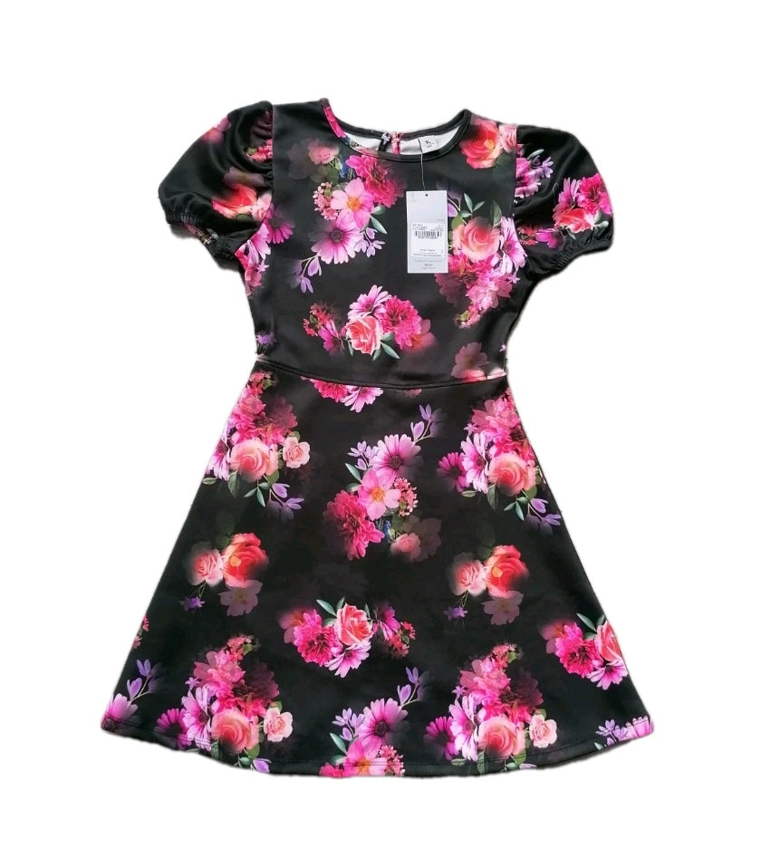 Girls black mix summer dress 10 years