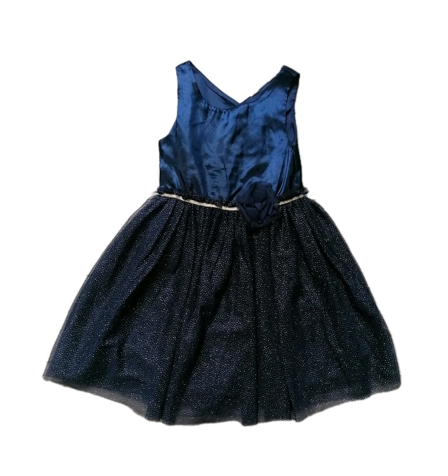 Girls H&M navy glitter occasion dress 7-8 years