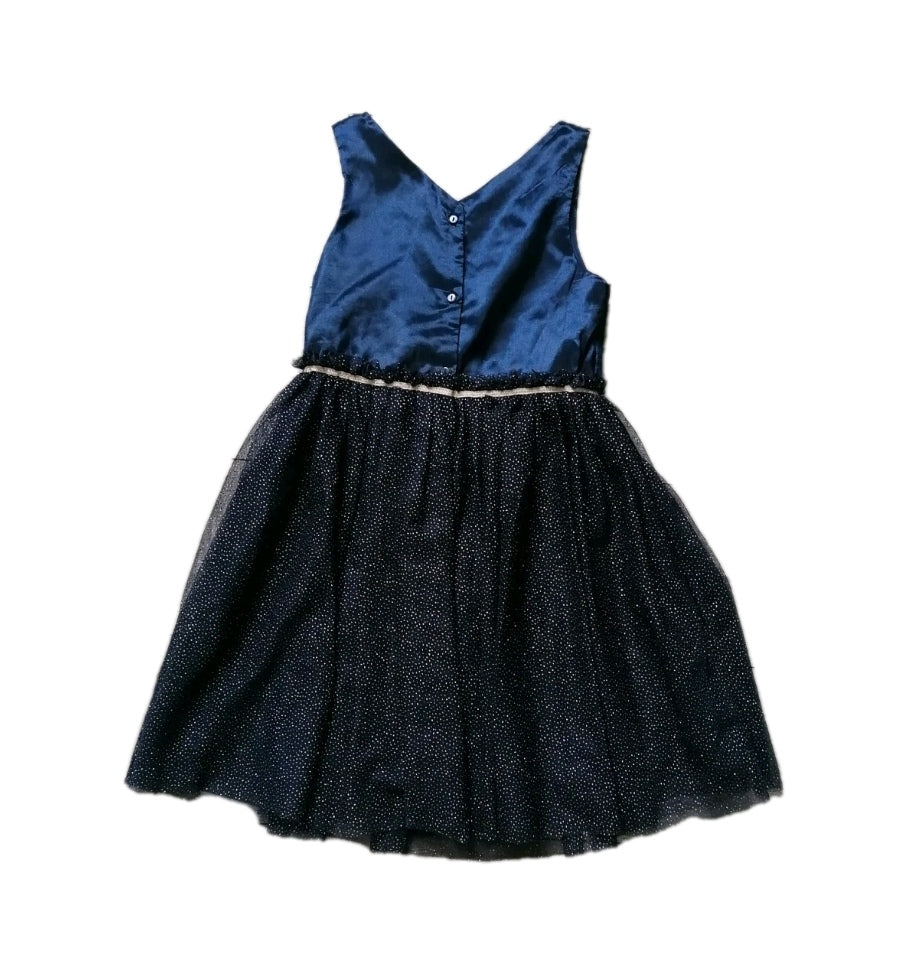 Girls H&M navy glitter occasion dress 7-8 years