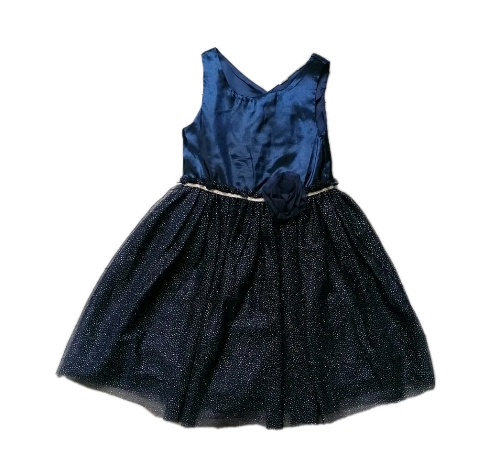 Girls H&M navy glitter occasion dress 7-8 years