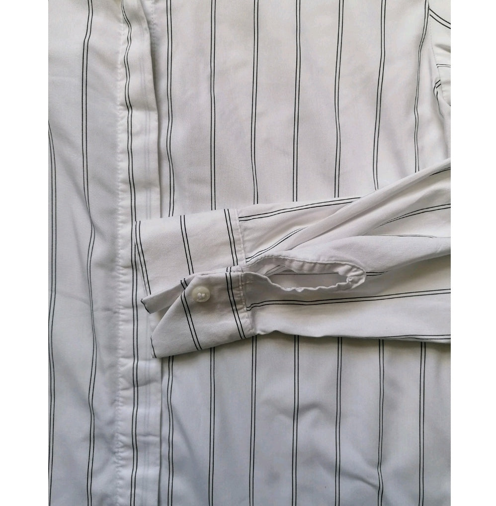 Ladies H&M white black stripe casual shirt UK 8